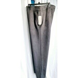 NWT Allison Daley Faux Micro Suede Pull On Pants Charcoal Gray Womens Size 18W